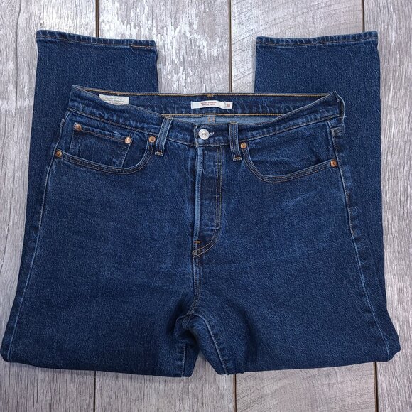Levis Premium Jeans Womens 30 Big E Wedgie Straight Ankle Dark Blue Denim - Picture 4 of 10
